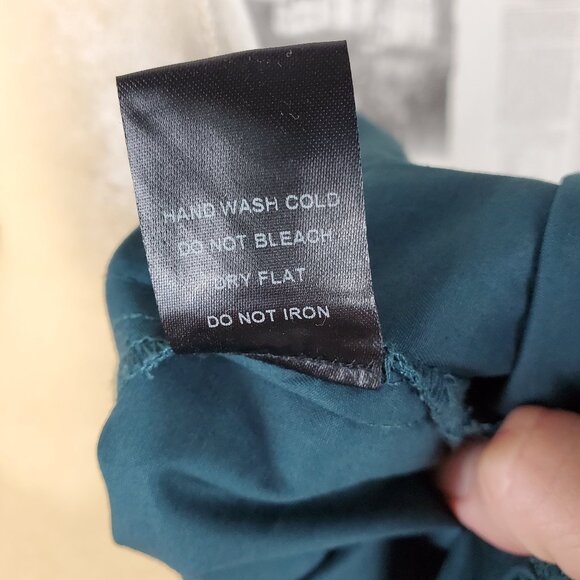 Miracle Berry Teal Cotton Long Sleeve Collared Button Placket Midi Shirt Dress L - Picture 13 of 13